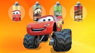 CORRECTLY GUESS THE COLOR OFF THE CAR MONSTER TRUCK- LIGHTNING MCQUEEN Tebak gambar Monster Trucks