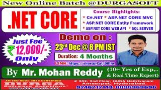 .NET CORE Online Training @ DURGASOFT