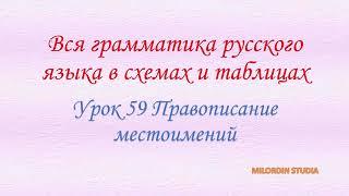 Грамматика русского языка Урок 59 Правописание местоимений