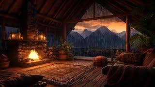 Relaxing Sounds - Peaceful Rain and Lullaby Piano in a Cozy Loft with a View of the Mountains 