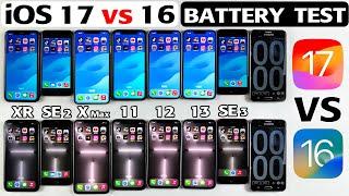 iOS 17 vs iOS 16 Battery Drain Test - iPhone XR vs SE 2 vs Xs Max vs 11 vs 12 vs 13 vs SE 2022