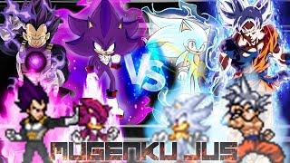 Vegeta Ultra Ego & Shadow Ultra Ego vs Goku MUI & Hyper Sonic ANIME MUGEN JUS