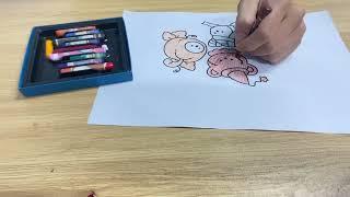 coloring book: the picture has an image of 3 cartoon characters that look very cute