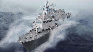 US Navy’s Massive Combat Ships Riding Giant Waves During Patrols at Sea