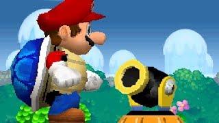 New Super Mario Bros DS - All Warp Cannons with Giant Blue Shell Mario