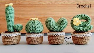 Crochet LOVE Cactus Potted Plant Desktop Decoration