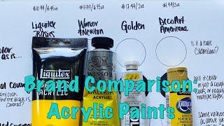 Acrylic Paint Brand Comparison. Comparing Liquitex, Winsor & Newton, Golden and DecoArt acrylics.