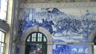 Portugal 06: self-guided walk of Porto 6: Sao Bento RR Station azulejo tiles, 1905-1916