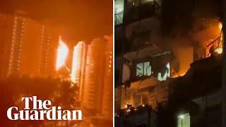 Footage captures moment of explosion at residential building near Moscow