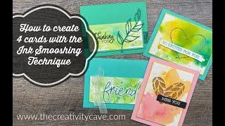 How to create 4 Cards with the Ink Smooshing Technique