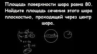 Площадь поверхности шара равна 80.  Найдите площадь сечения этого шара плоскостью.