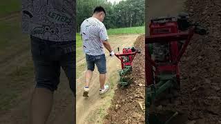 Chain track gasoline micro tiller for trenching, hoeing, and fertilizing