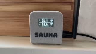 Dual level sauna thermometer with a wireless living room module in action!