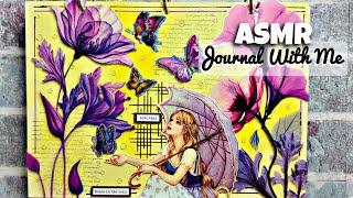 ASMR Creative Journaling Rainy Purple Theme |  ASMR Scrapbooking with me