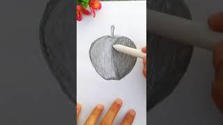 An Apple 3-D Sketch || Little Sketch Diary #ArtProcess #AppleDrawing #FruitSketch #RealisticApple