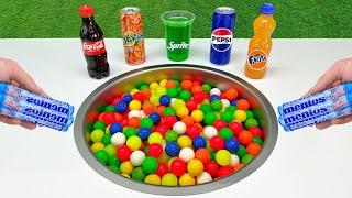 Mini Plastic Balls VS Popular Sodas !!! Sprite, Coca Cola, Fanta, Pepsi and Mentos in the toilet