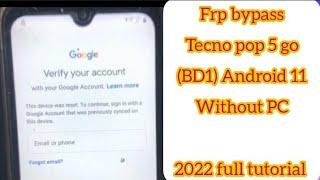 frp bypass tecno pop 5 go BD1,  pop 5 Android 11 || DE GREAT TECH