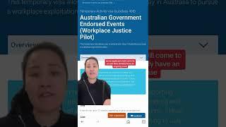 Did you know the Workplace Justice Visa, it falls under one of the streams of the 408 visa #shorts