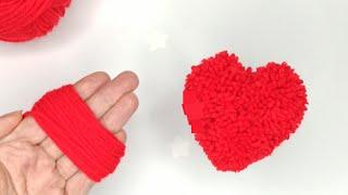 How to make a GORGEOUS heart out of yarn. An easy and quick way to make pom-poms with your own hands