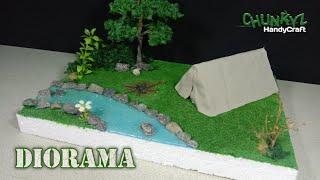 making a camping diorama by the river (Berkemah ditepi Sungai)