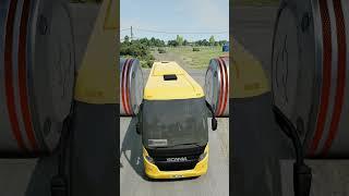 Dumper Truck & City Buses vs Hydraulic Crush - BeamNG.Drive #shorts #beamngdrive #bus