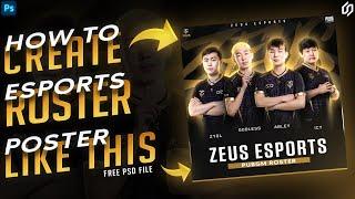 How To Create Professional Esports Roster Poster In Photoshop #2 - FriveStudios