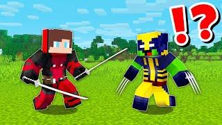 JJ and Mikey in DEADPOOL and WOLVERINE CHALLENGE in Minecraft / Maizen animation