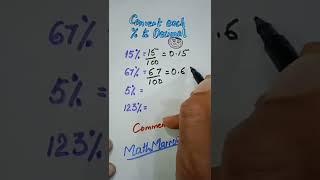 Converting percents to decimals. #MathMarrow