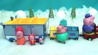 Мультфильм игрушками Свинка Пеппа Peppa. Все серии подряд.  Пришла зима