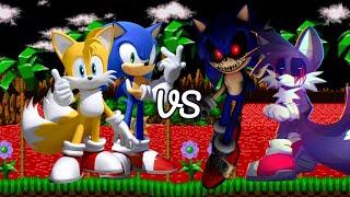 Sonic and Tails vs Sonic EXE. Tails EXE.. Who is stronger?