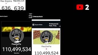 Livecounts.io PewDiePie vs PewDiePie Mixerno.space, live sub count