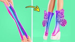 DIY BARBIE SHOES  GORGEOUS DOLL CRAFTS & HACKS