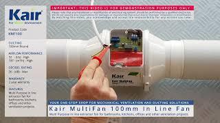 Kair MultiFan 100mm In Line Fan - Speed