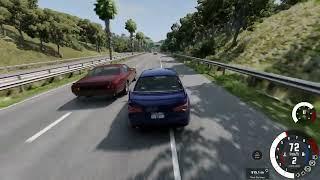 BeamNG - Highway Chase. Muscle Vs Tuner