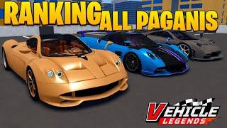 Ranking All Licensed Paganis In Vehicle Legends Roblox!