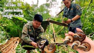 FULL VIDEO: 180 BAMBOO HOUSE building challenge day and getting food in the deep forest