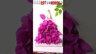 How to make Creative 3D Art | Girls with 3D beautiful dresses |Flower Fashion Illustrations #shorts