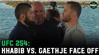 Khabib Nurmagomedov vs. Justin Gaethje UFC 254 Beach Face Off; Gaehtje hands back interim title