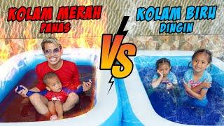 TANTANGAN BERENANG DI KOLAM MERAH VS BIRU‼️ PANAS VS DINGIN‼️