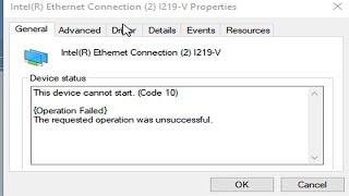  Intel Ethernet Lan device cannot start code 10 fix