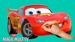 Как нарисовать Молнию Маквина Тачки How To Draw And Paint Lighting McQeen Cars Disney Pixar