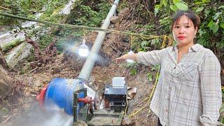 The girl installed a generator to bring electricity to the farm.