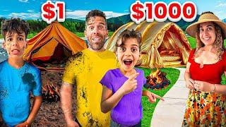 ACAMPANDO con $1 vs $1000|4PLUSONE