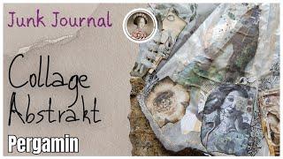 Abstraktes  Pergamin  Collagen- Klappelement für`s Junkjournal mit Eco Dyeing Vellum