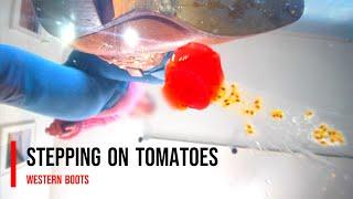 Stepping on a tomatoes with western boots #shoes #heels #crush #asmr