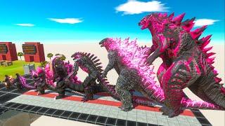 EVOLUTION of Pink Godzilla 2014 Size Comparison VS Ice Colossal TITAN + Ice Biollante + Team Blue