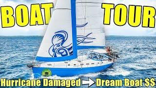 BOAT TOUR: From Production Boat to Our CUSTOM, OFF-GRID Floating Home - DIY Transformation  ️