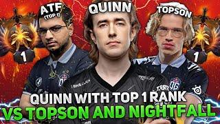 12.800 MMR GAME! QUINN with NEW TOP 1 RANK AMMAR_THE_F vs TOPSON and NIGHTFALL! | QUINN on RAZOR MID