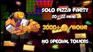 FASTEST and EASIEST strategy for SOLO PIZZA PARTY with NO SPECIAL TOWERS | Tower Defense Simulator