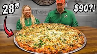 Trying To Set A New 176oz Alvino's 28-Inch Pizza Challenge Record w/ @KatinaEatsKilos